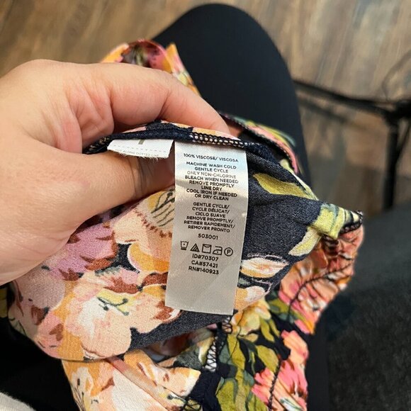 Loft black and pink floral button down midi skirt - Picture 5 of 5